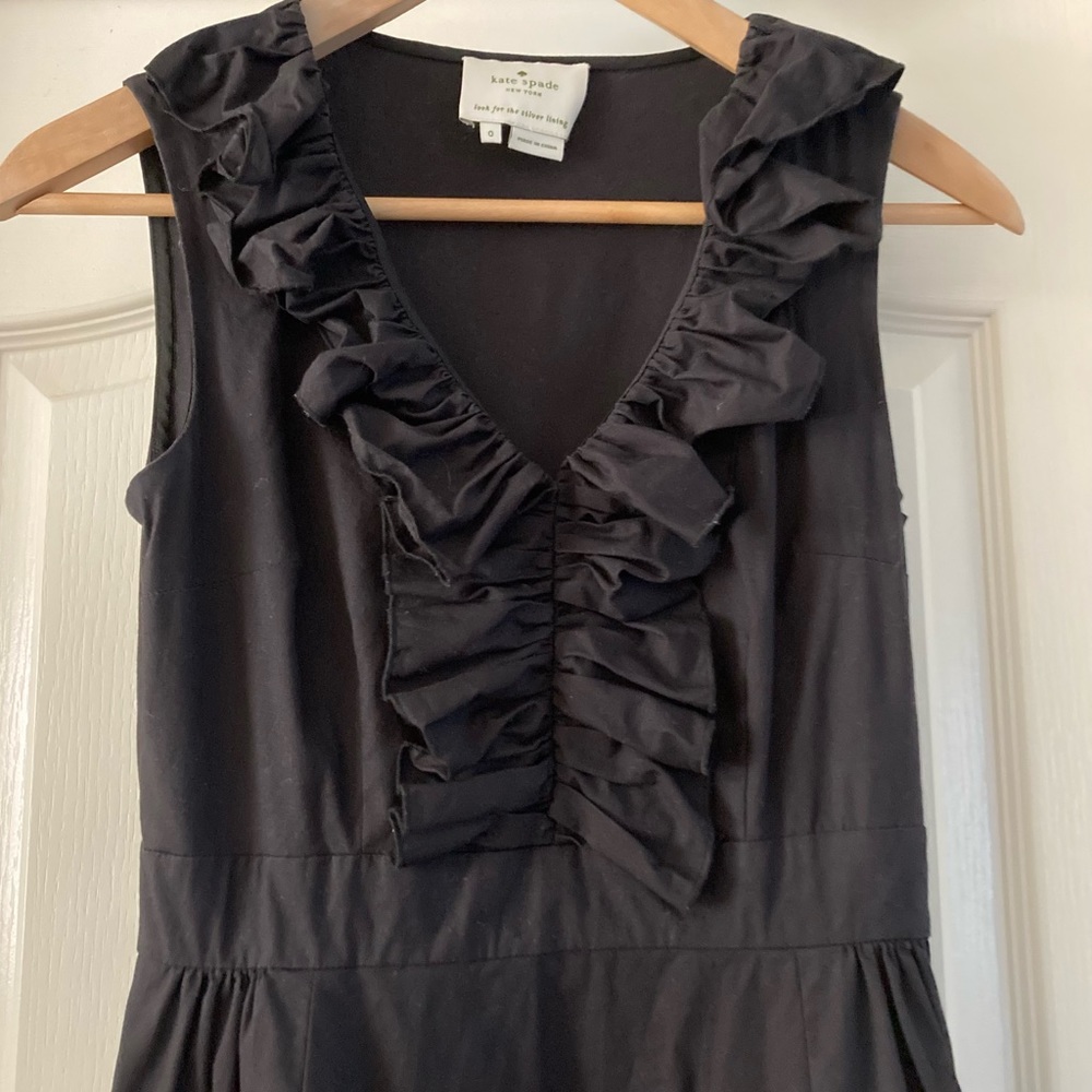 Kate Spade Popplin Ruffle V Neck Dress - Picture 3 of 8